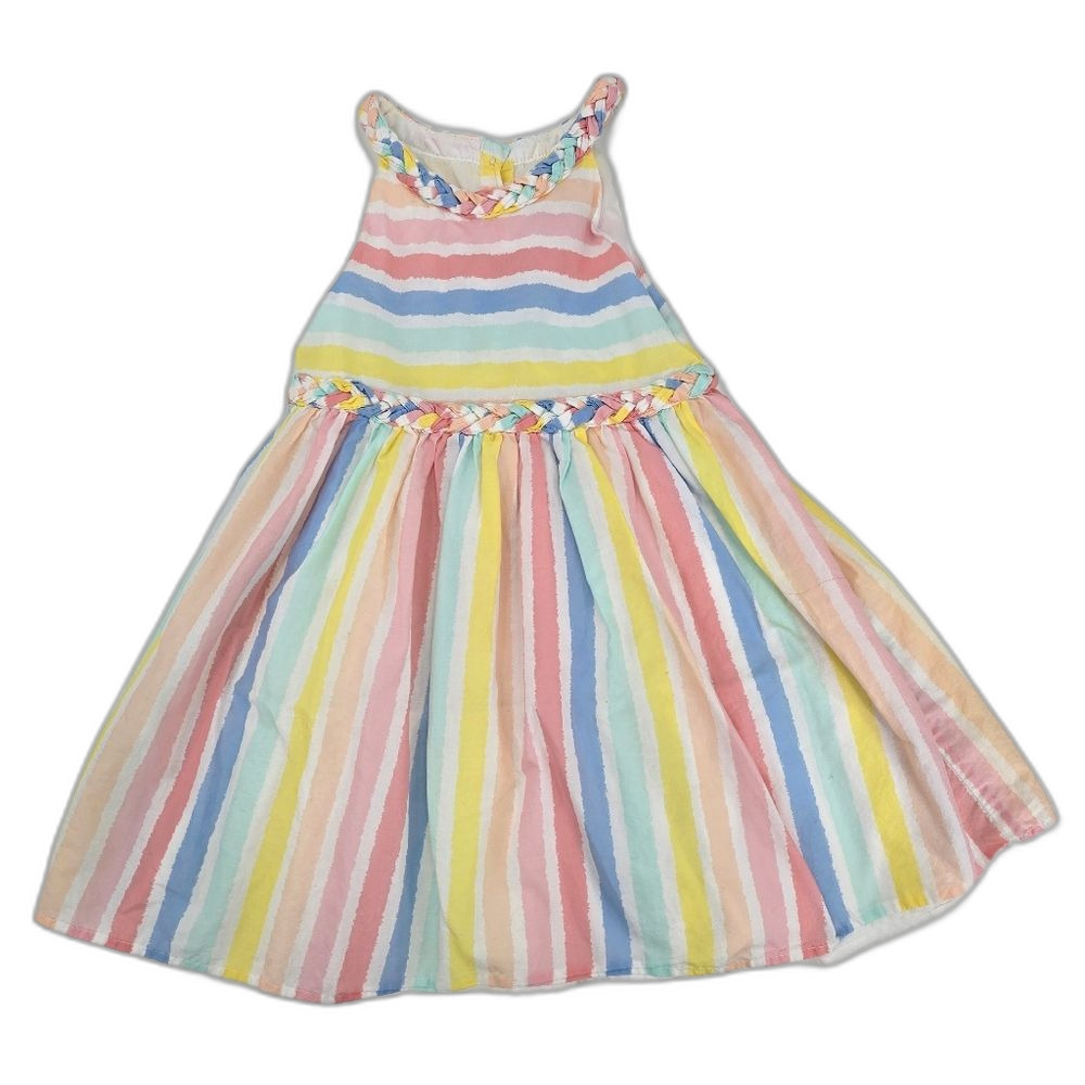 Gillian's Closet Colorful Striped Kids Dress Size 6